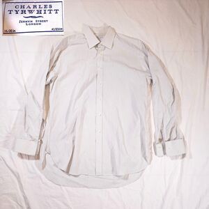 Charles Tyrwhitt Button Up Dress Shirt Striped French Cuff White 16